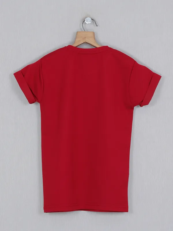 Danaboi red casual printed t-shirt