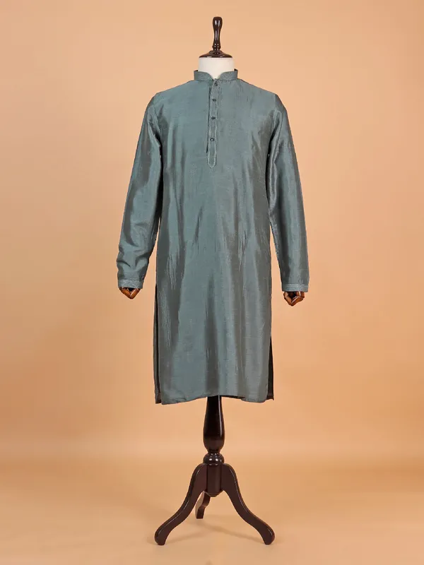 Dark bottle green silk waistcoat set for man