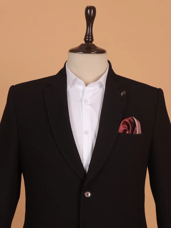 Dark brown cotton blazer for men