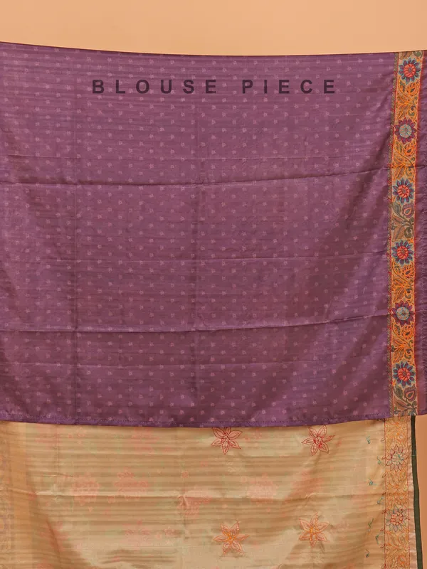 Dark brown cotton silk printed saree