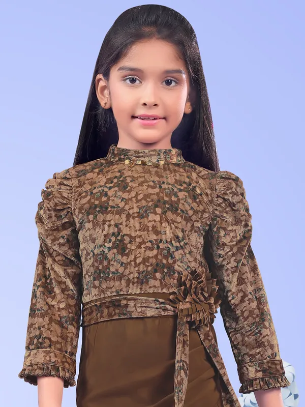 Dark brown party wear dress