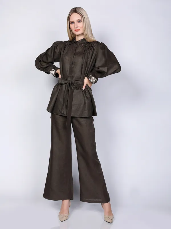 Dark brown plain co ord set