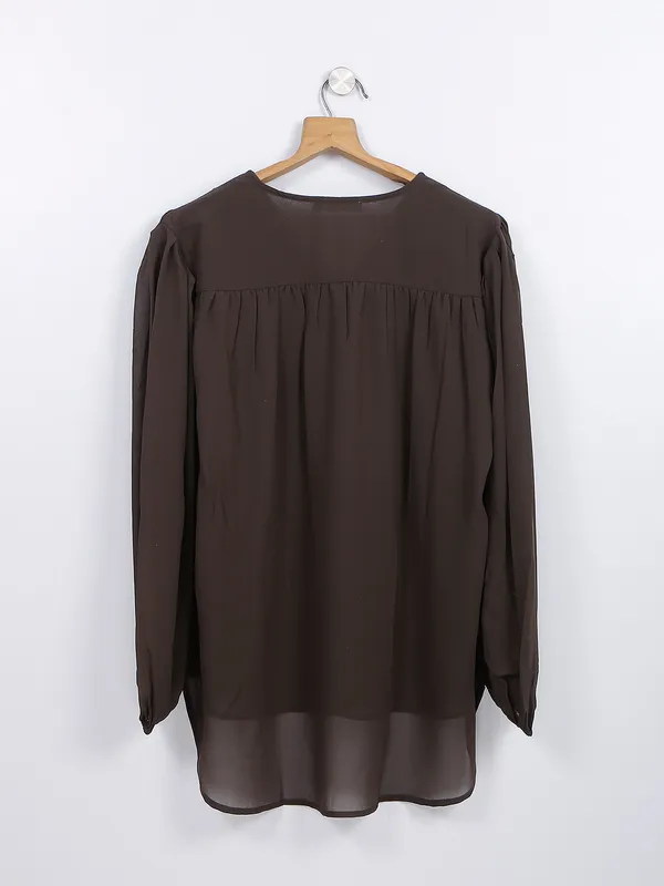 Dark brown plain polyester top