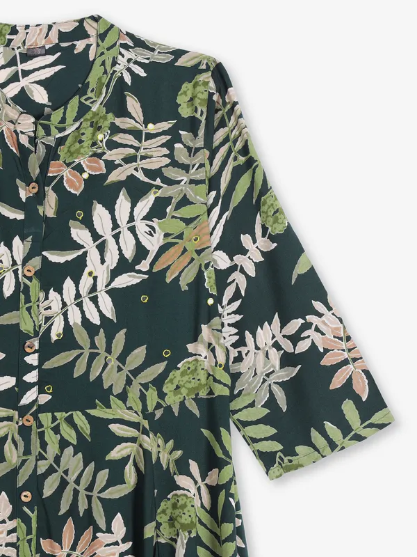 Dark green aabla elegance kurti