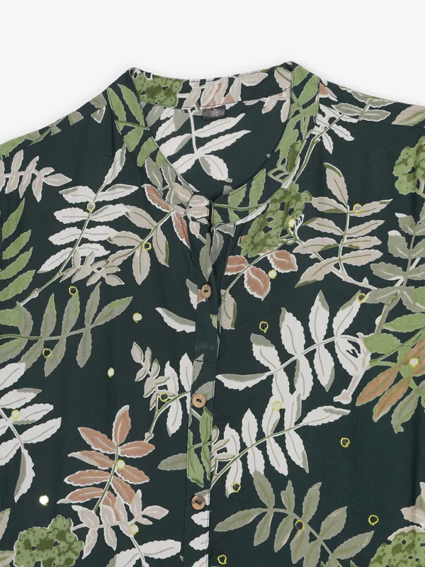 Dark green aabla elegance kurti