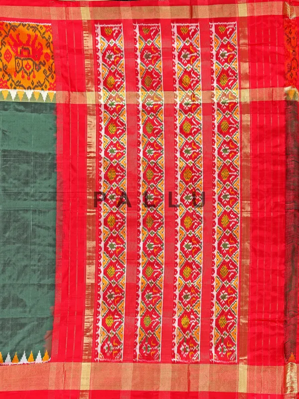 Dark green bandhej printed silk saree