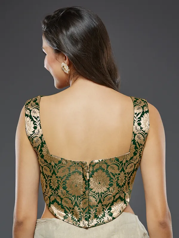 Dark green blouse with square neckline