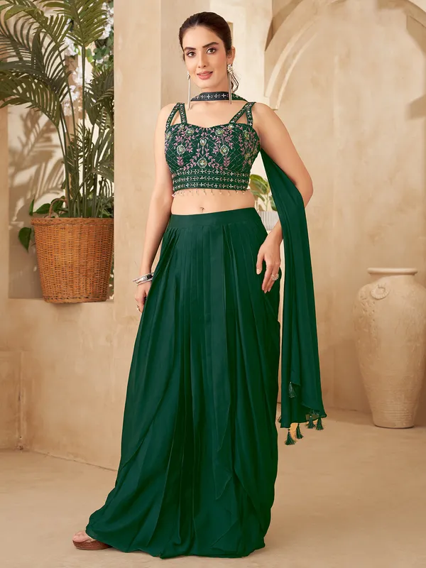 Dark green designer suit for women