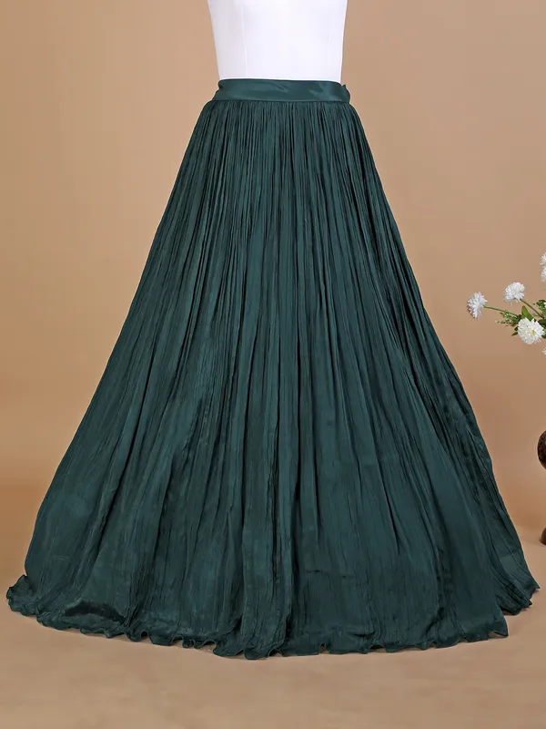 Dark green georgette indowestern style lehenga suit