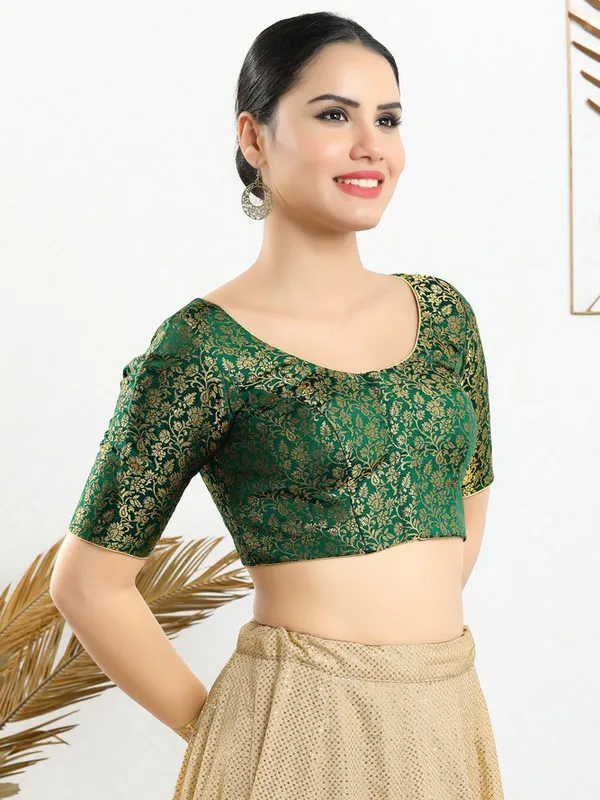 Dark green jacquard blouse