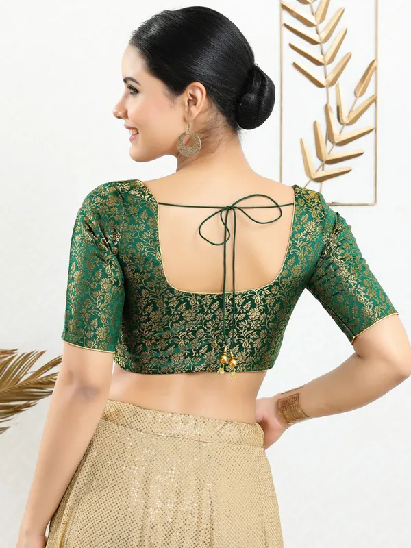 Dark green jacquard blouse