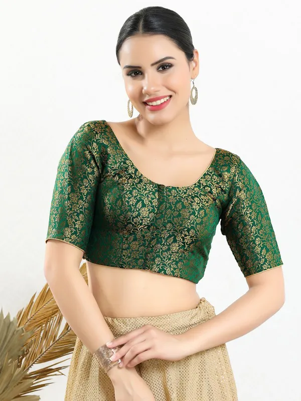Dark green jacquard blouse