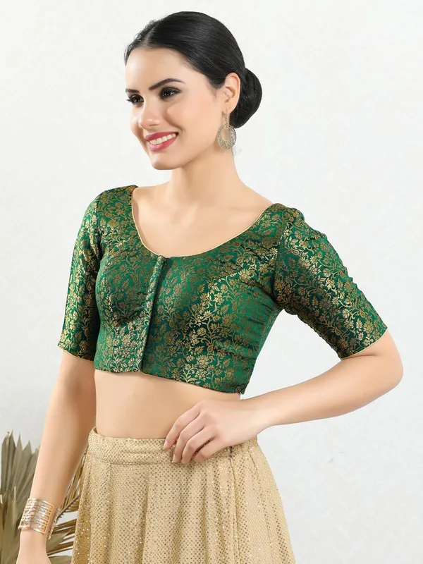 Dark green jacquard blouse