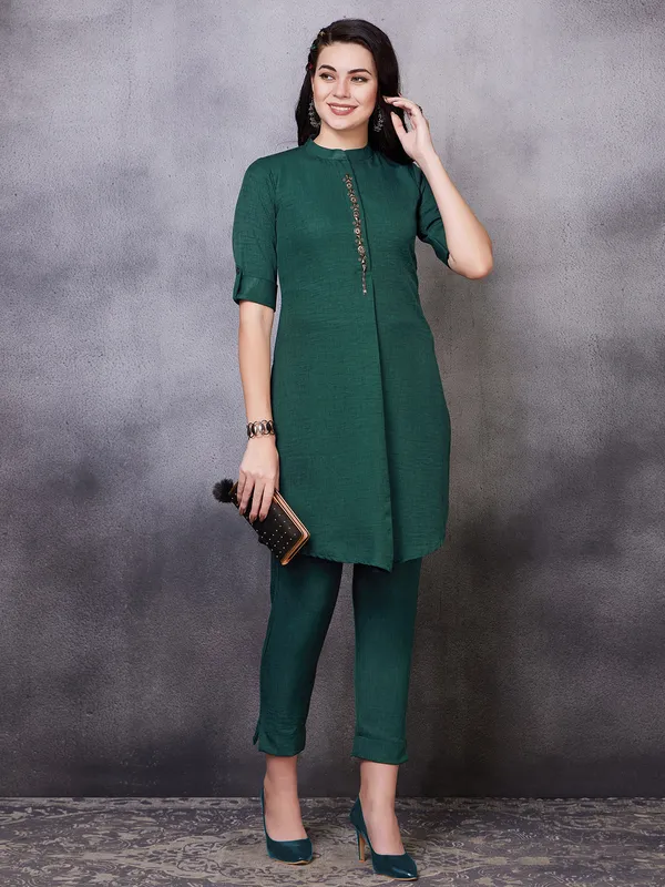 Dark green linen co ord set