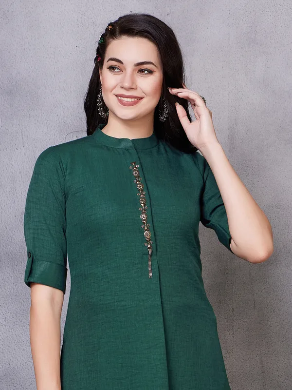 Dark green linen co ord set