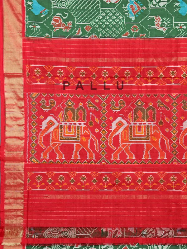 Dark green patola silk saree for mehendi ready