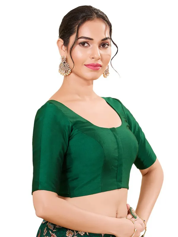 Dark green readymade silk blouse