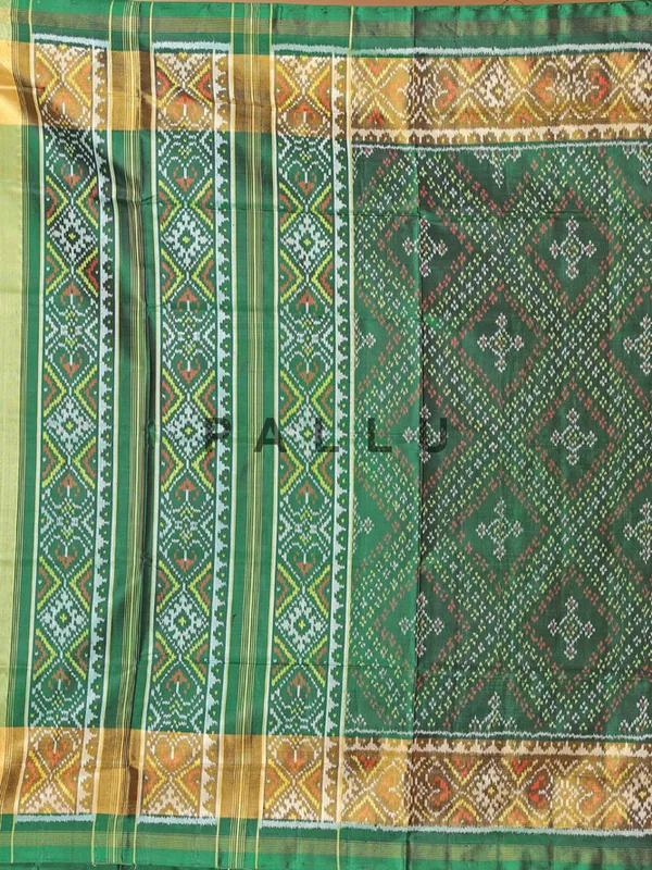 Dark green patola silk saree