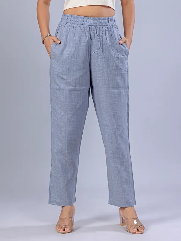 Dark grey linen pant for women