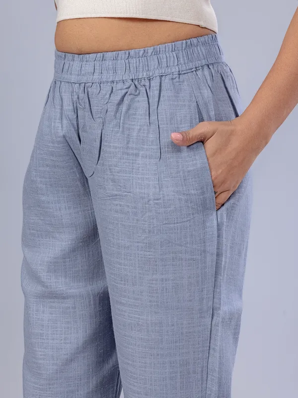 Dark grey linen pant for women