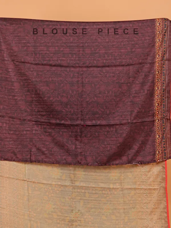 Dark grey semi cotton silk printed saree