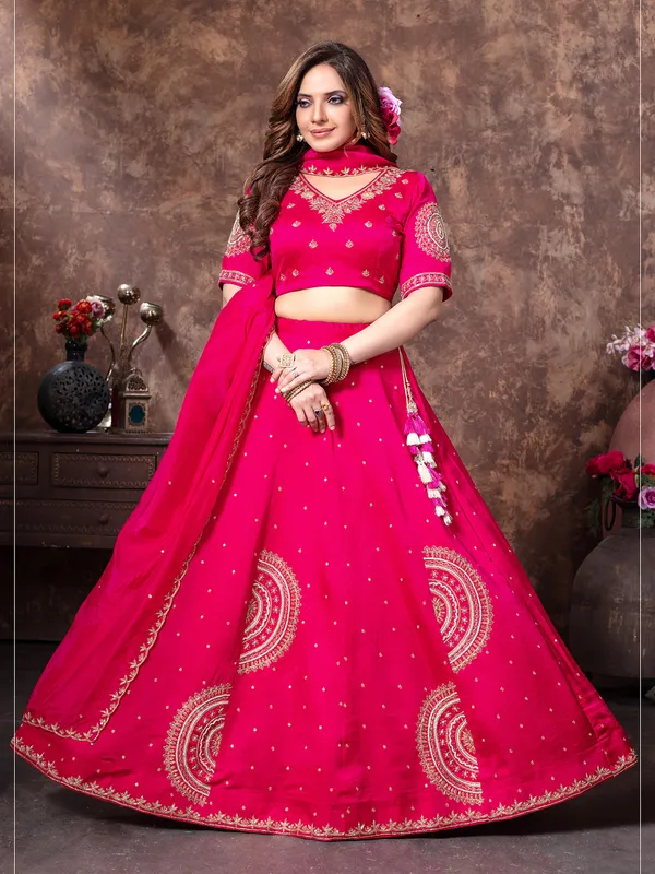 Dark megenta lehenga choli in silk