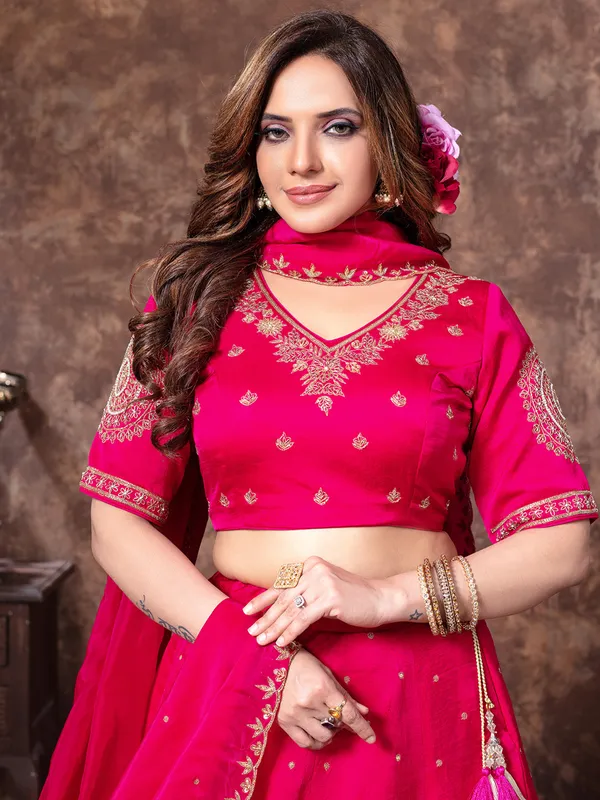 Dark megenta lehenga choli in silk
