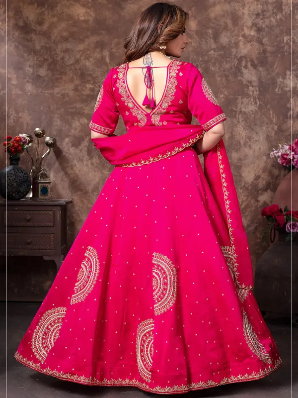 Dark megenta lehenga choli in silk