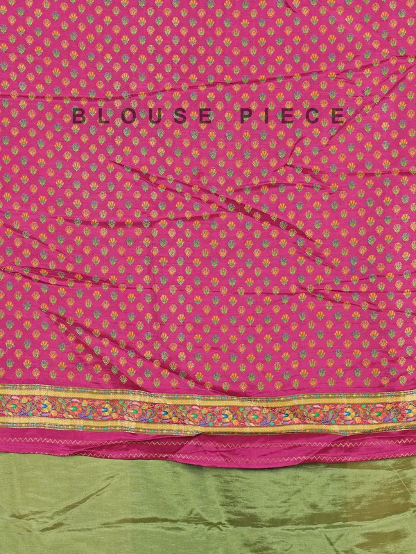Dark olive silk saree with attractive border