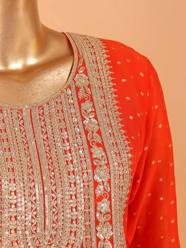 Dark orange georgette salwar suit