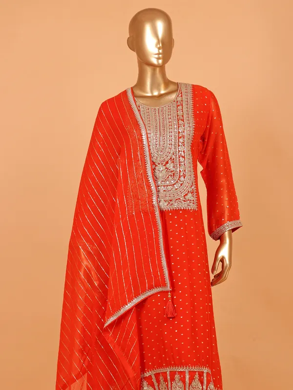 Dark orange georgette salwar suit