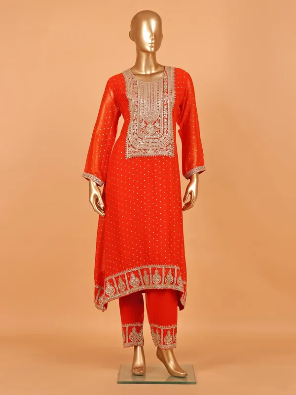 Dark orange georgette salwar suit