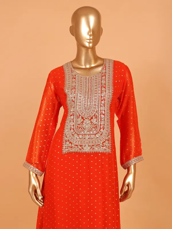 Dark orange georgette salwar suit