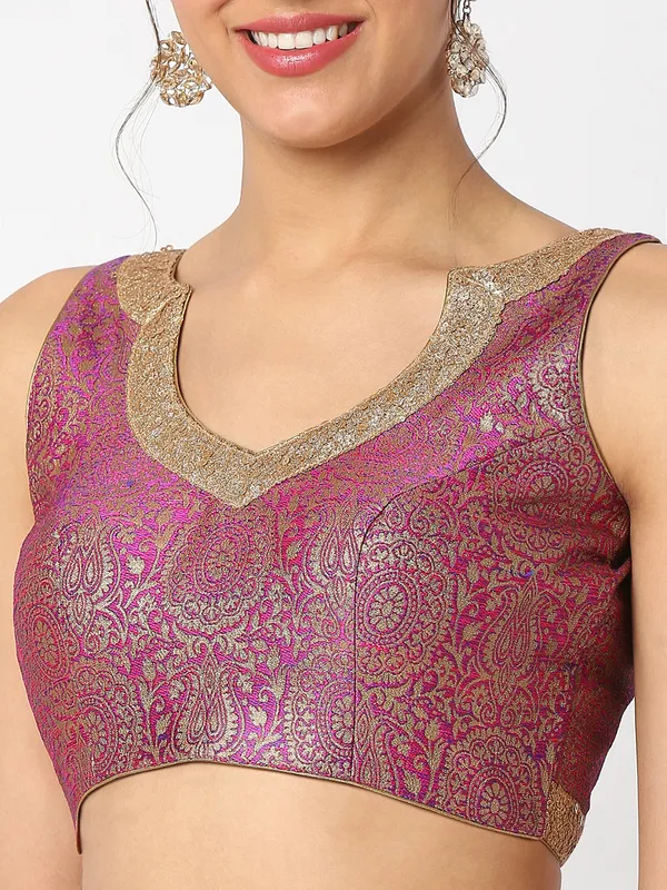 Dark pink brocade blouse