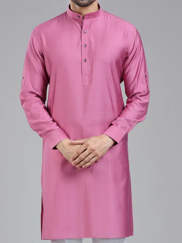 Dark pink plain kurta for festivals