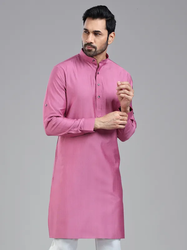 Dark pink plain kurta for festivals