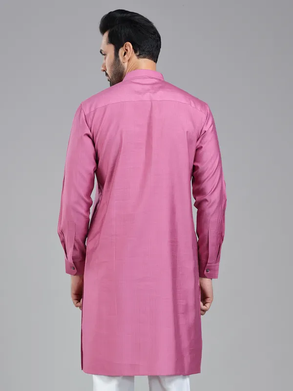 Dark pink plain kurta for festivals