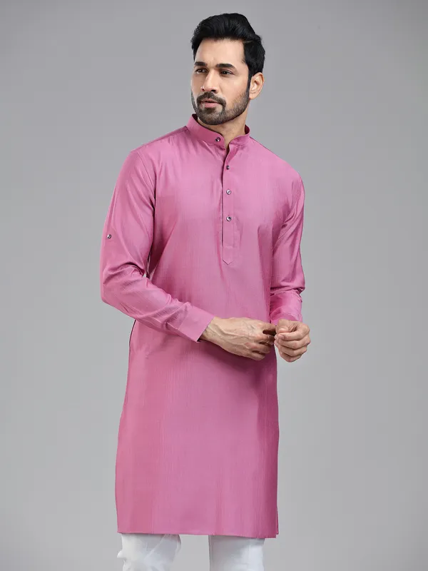 Dark pink plain kurta for festivals