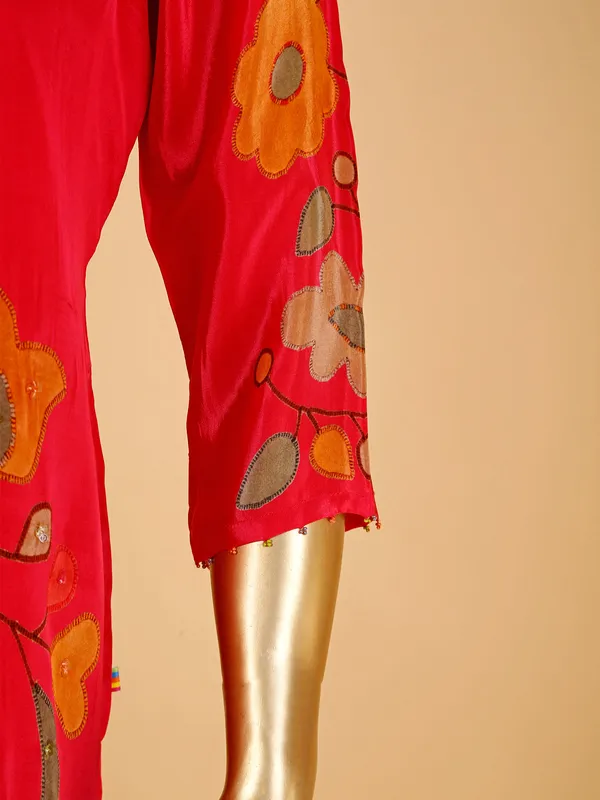 Dark pink silk printed co-ord set