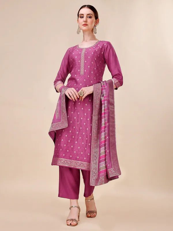 Dark pink silk salwar suit for festive