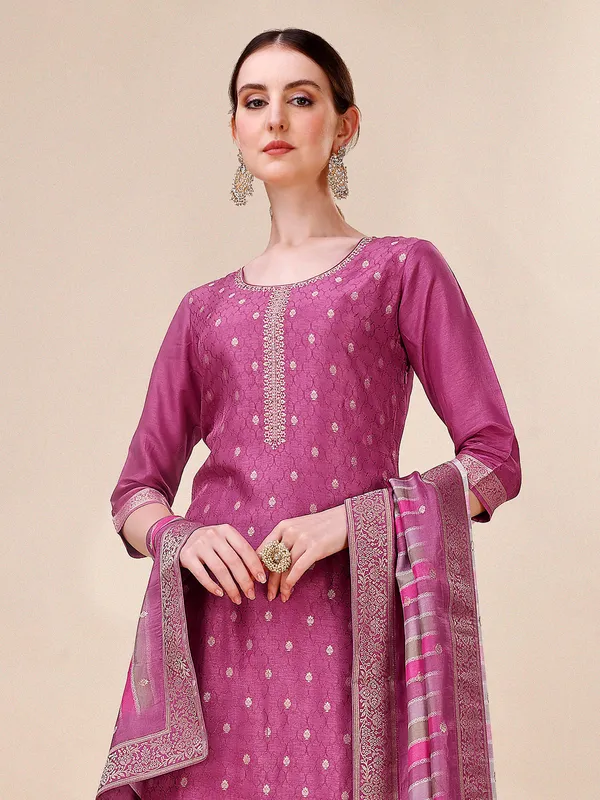 Dark pink silk salwar suit for festive