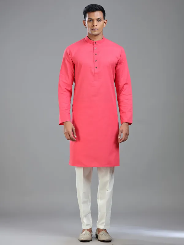 Dark pink simple and classy kurta suit for men