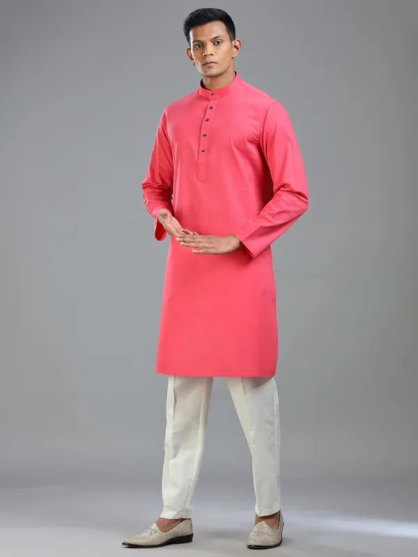 Dark pink simple and classy kurta suit for men