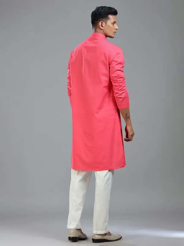 Dark pink simple and classy kurta suit for men