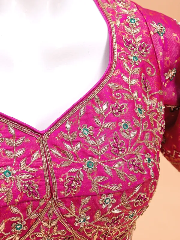 Dark pink sweetheart neck blouse