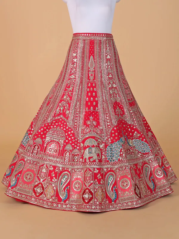 Dark pink unstitched lehenga choli
