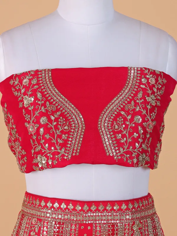 Dark pink unstitched lehenga choli