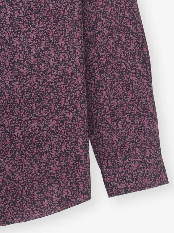 ALLEN SOLLY dark prink floral cotton slim fit shirt