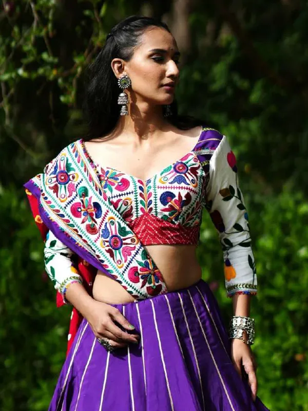 Dark purple cotton silk navratri chaniya choli