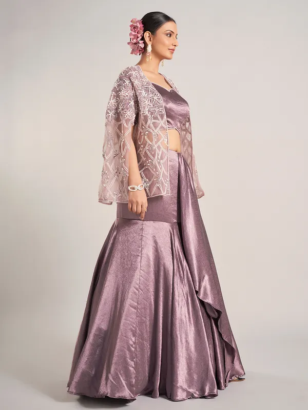 Dark purple embellished jacket indowestern